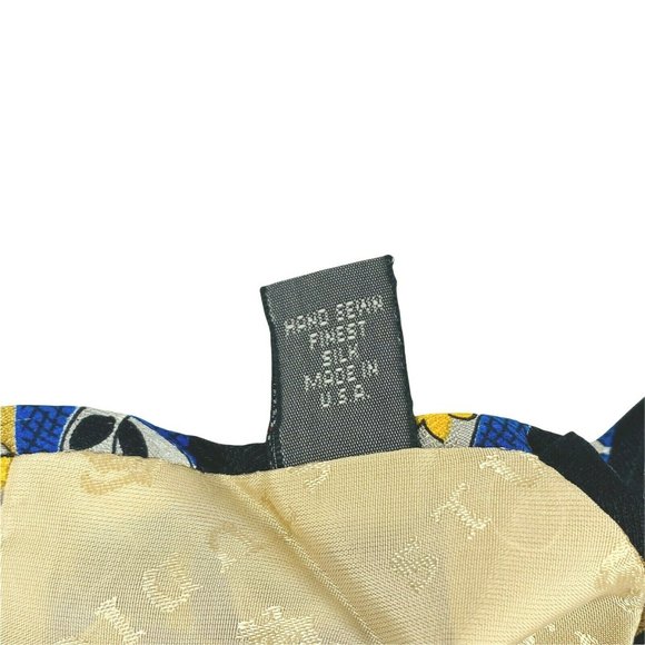 Robert Talbott Mens Tie‎ Studios Black Blue Yellow Floral Accents 100% Silk USA - Picture 8 of 10